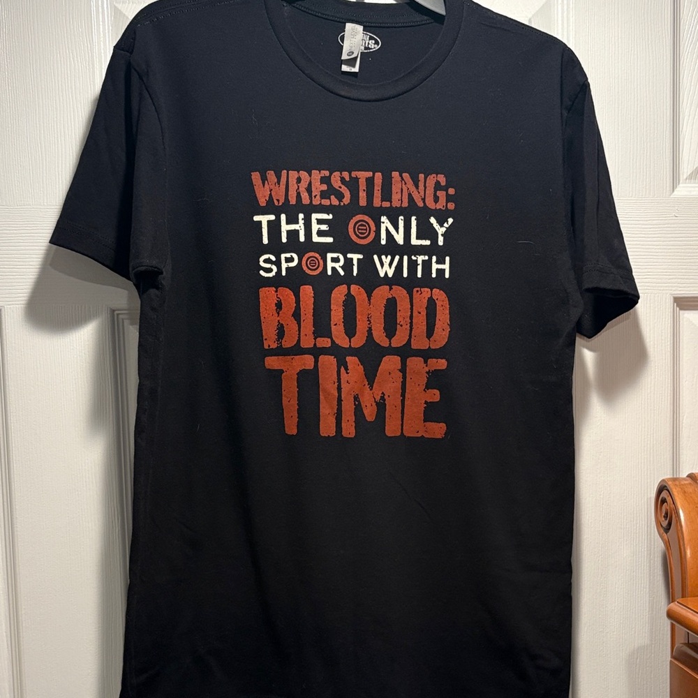 Next Level Apparel Black Short Sleeve T-Shirt with Red and White Graphic